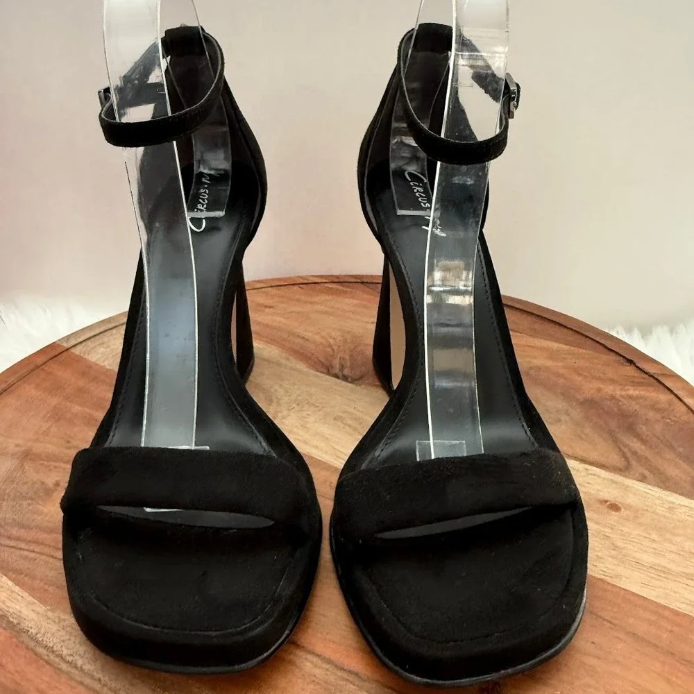 Circus NY Holmes Black Suede Platform Sandals Flared Block Heel Wmns 9M EUR‎ 40